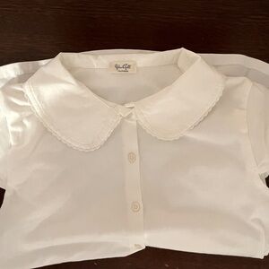 John Galt Peter Pan collar button down top with cap sleeves.